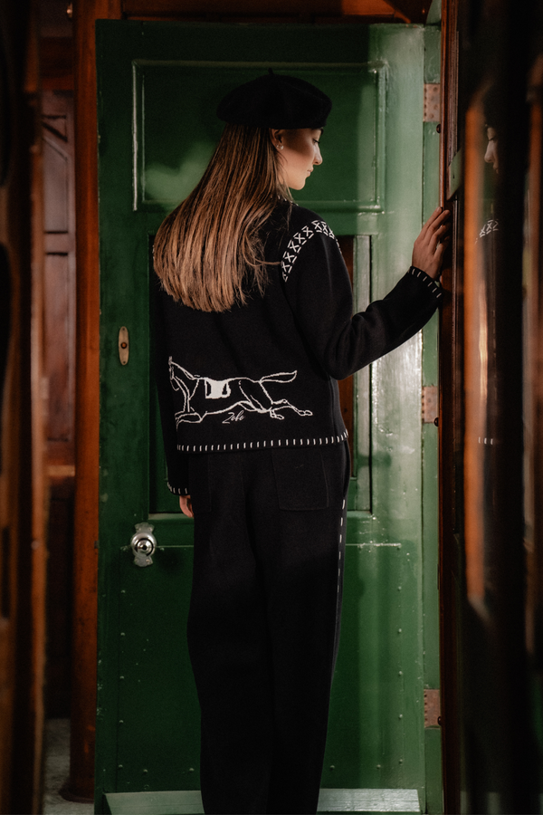 Hand Embroidery Knit Jacket - Deep Black
