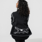 Hand Embroidery Knit Jacket - Deep Black