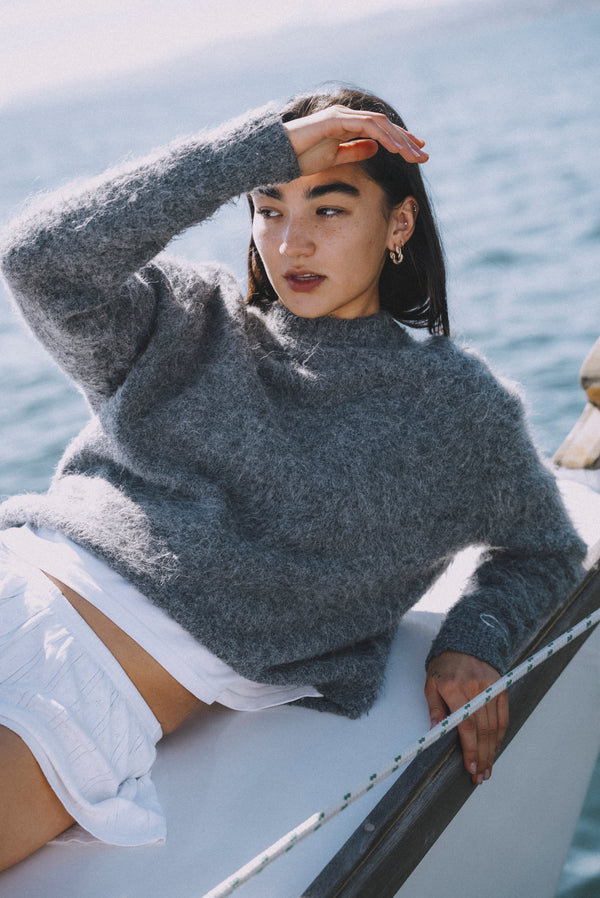 Alpaca Boxy Jumper - Dark Ash Grey