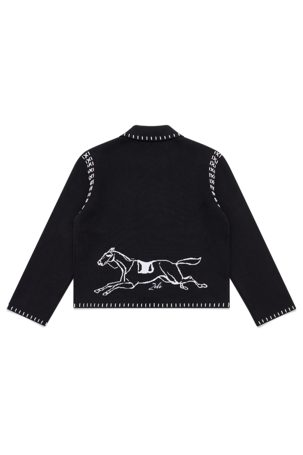 Hand Embroidery Knit Jacket - Deep Black