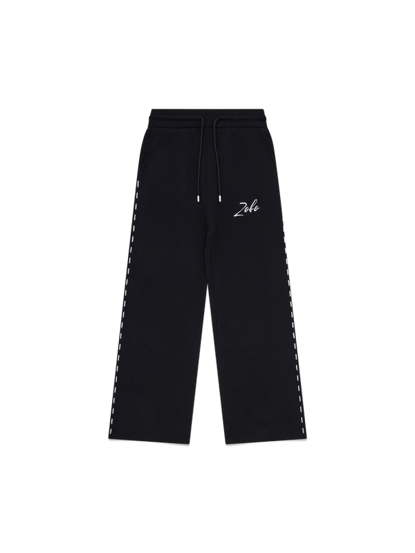 Hand Embroidery Knit Trouser - Deep Black